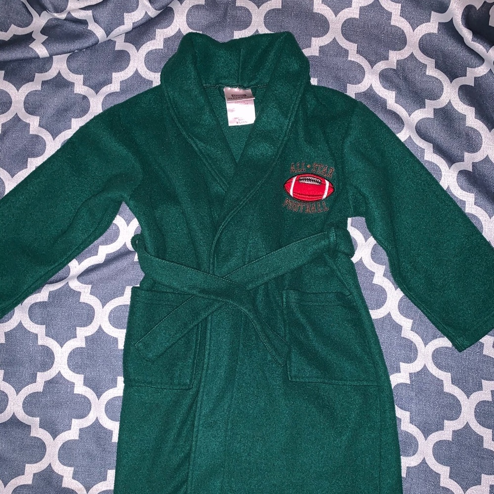 Boys hunter green fleece football robe